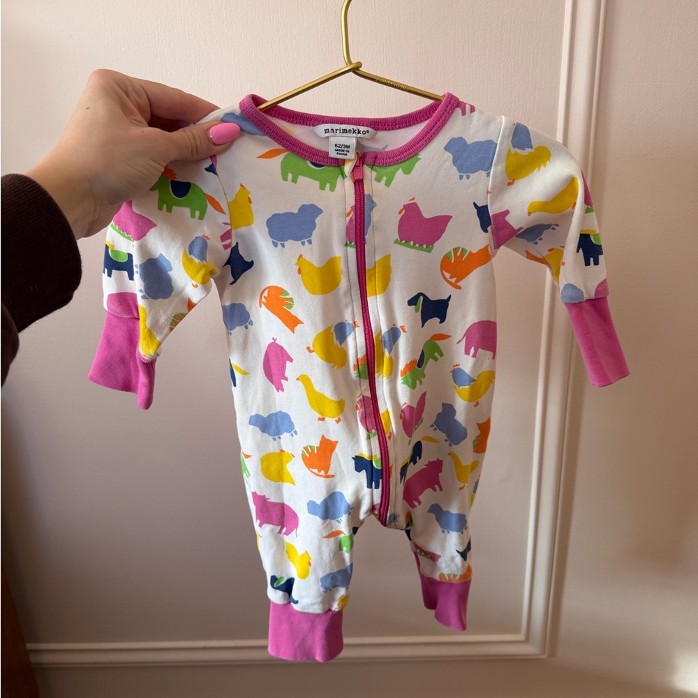 marimekko baby colorful animal print one piece pajamas